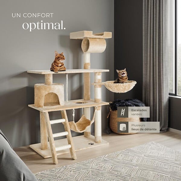 TECTAKE - Arbre à chat MARCEL 141 cm beige - large