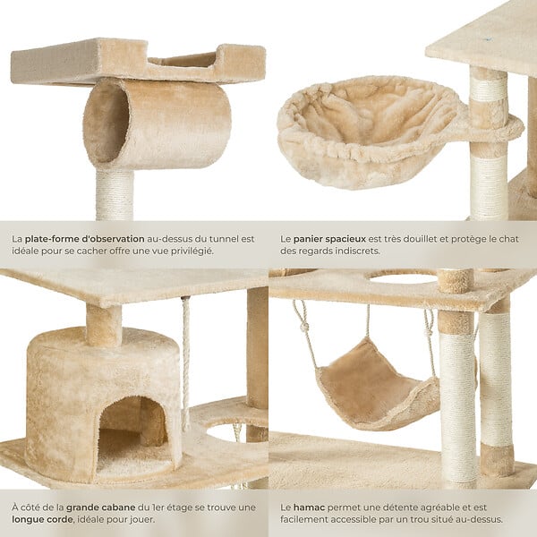 TECTAKE - Arbre à chat MARCEL 141 cm beige - large
