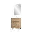AURLANE - Pack Meuble SDB 60cm sur pieds 3 tiroirs Chene_Vasque blanche + Miroir Led - TIMBER 60_Pack41 - vignette