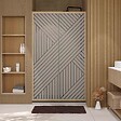 AURLANE - Porte de douche 120 coulissante HINATA - style Japandi géométrique - Cadre effet Bois - Verre 6mm - vignette