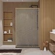 AURLANE - Paroi de douche 120 x 200 HINATA style Japandi courbes douces - Cadre effet Bois - Verre 6mm - vignette