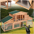TECTAKE - Cage XXL pour petits animaux à deux niveaux avec zone de repos 226x77x95,5cm marron - vignette