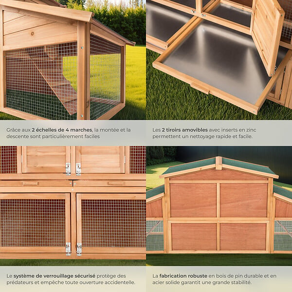TECTAKE - Cage XXL pour petits animaux à deux niveaux avec zone de repos 226x77x95,5cm marron - large