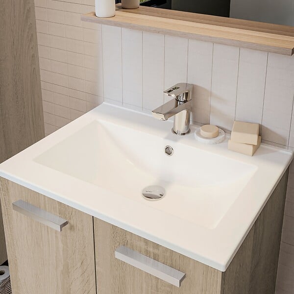ALLIBERT - Meuble sous-vasque et colonne ALBAN 60cm - couleur chêne - large