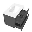 AICA SANITAIRE - AICA ensemble meuble 80 cm anthracite avec 2 tiroirs à fermeture automatique, lavabo céramique + miroir salle de bain Bluetooth tricolore + 2 colonnes, suspendu - vignette