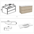 AICA SANITAIRE - AICA ensemble meuble 100 cm Chêne Wotan avec 2 tiroirs à fermeture automatique, lavabo céramique + miroir salle de bain Bluetooth tricolore + 2 colonnes, suspendu - vignette