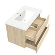 AICA SANITAIRE - AICA ensemble meuble 80 cm Chêne Wotan avec 2 tiroirs à fermeture automatique, lavabo céramique + miroir salle de bain Bluetooth tricolore + 2 colonnes, suspendu - vignette