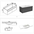 AICA SANITAIRE - AICA Ensemble meuble 100 cm, lavabo céramique simple + 2 colonnes + Miroir salle de bain Bluetooth avec 3 couleurs dimmable, anthracite à suspendre - vignette