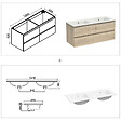 AICA SANITAIRE - AICA ensemble meuble 120 cm Chêne Wotan avec 4 tiroirs à fermeture automatique, lavabo céramique double + miroir salle de bain Bluetooth tricolore, suspendu - vignette