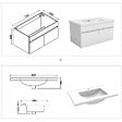 AICA SANITAIRE - AICA Ensemble meuble salle de bain 80 cm blanc, lavabo céramique + 2 colonnes + Miroir Bluetooth avec 3 couleurs dimmable, suspendu - vignette