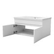 AICA SANITAIRE - AICA Ensemble meuble salle de bain 80 cm blanc, lavabo céramique + 2 colonnes + Miroir Bluetooth avec 3 couleurs dimmable, suspendu - vignette