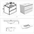 AICA SANITAIRE - AICA ensemble meuble 80 cm blanc avec 2 tiroirs à fermeture automatique, lavabo céramique + miroir salle de bain Bluetooth tricolore + 2 colonnes hautes, suspendu - vignette
