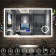 AICA SANITAIRE - AICA Ensemble meuble 120 cm anthracite, lavabo céramique + 2 colonnes hautes + Miroir salle de bain Bluetooth avec 3 couleurs dimmable, suspendu - vignette