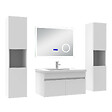 AICA SANITAIRE - AICA Ensemble meuble 80 cm blanc, lavabo céramique + 2 colonnes hautes + Miroir salle de bain Bluetooth avec 3 couleurs dimmable, suspendu - vignette