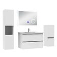 AICA SANITAIRE - AICA ensemble meuble salle de bain 80 cm blanc avec 2 tiroirs à fermeture automatique, lavabo céramique + miroirBluetooth + 2 colonnes, suspendu - vignette