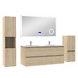 AICA SANITAIRE - AICA ensemble meuble salle de bain 120 cm Chêne Wotan avec 4 tiroirs à fermeture automatique, lavabo céramique + miroirBluetooth + 2 colonnes, suspendu - vignette