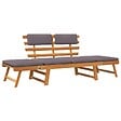 VIDAXL - vidaXL Chaise longue avec coussin 2-en-1 190 cm Bois solide d'acacia - vignette