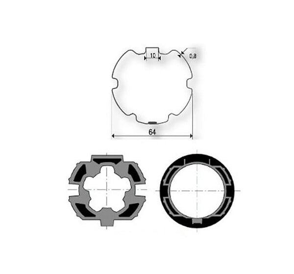 SOMFY - Adaptations moteur Somfy - Axe ZF Ø64mm 9410400 - pour Moteur Ø50mm - large