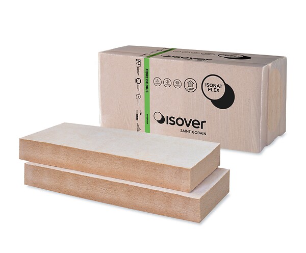 ISONAT - 3 panneaux en fibre de bois Flex 55 Isonat 122x60cm Ep.200mm, R=5,55 - large
