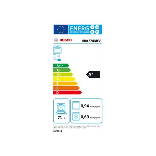 BOSCH - four intégrable multifonction 71l 60cm noir - HBA274BB3F - large