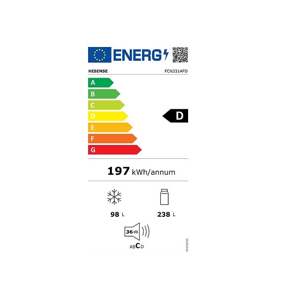 HISENSE - réfrigérateur combiné 60cm 336l nofrost inox noir - FCN331AFD - large