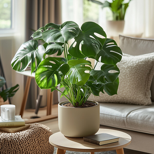 PLANT IN A BOX - Plante à trous - Set de 2 - Monstera deliciosa - Hauteur 50-60cm - ⌀17cm - large