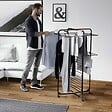 VILEDA - Étendoir à linge Intérieur 3 étages Séchoir à linge Pliable sur roulettes Tancarville Noir 93 x 71 x 131 cm VILEDA - vignette