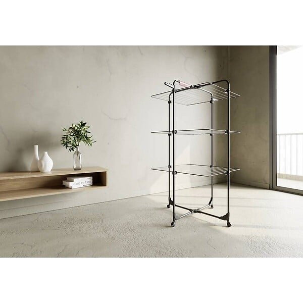 VILEDA - Étendoir à linge Intérieur 3 étages Séchoir à linge Pliable sur roulettes Tancarville Noir 93 x 71 x 131 cm VILEDA - large