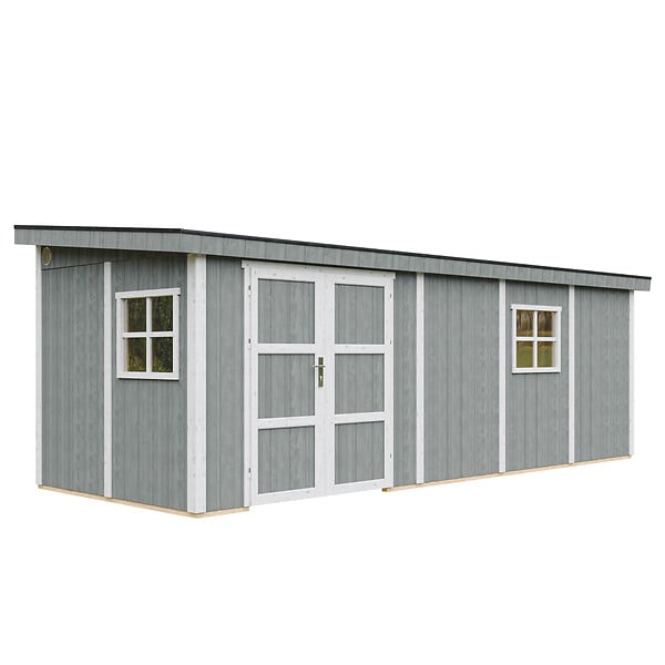TIMBELA - Abri de Jardin Qualité Premium 14,3 m² - H231x248x648 cm - Sans plancher e  paroi latérale - Timbela M941B-CAVERN STEEL - large
