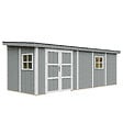 TIMBELA - Abri de Jardin Qualité Premium 14,3 m² - H231x248x648 cm - Sans plancher e  paroi latérale - Timbela M941B-CAVERN STEEL - vignette