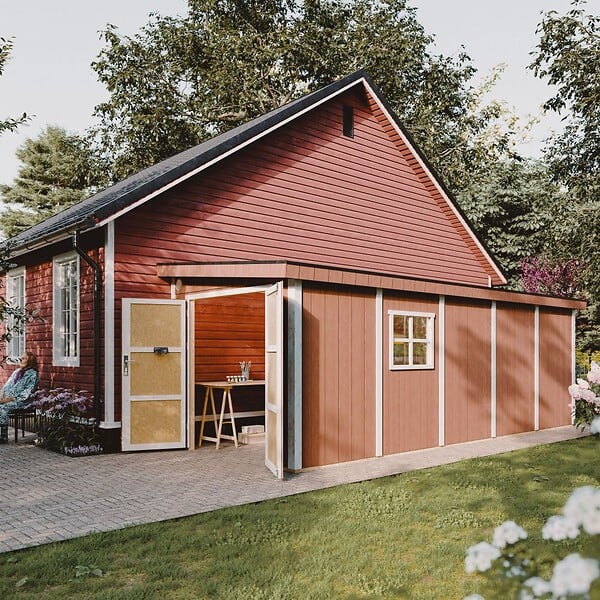 TIMBELA - Abri de Jardin Qualité Premium 14,3 m² - H231x248x648 cm - Sans plancher e  paroi latérale - Timbela M941B-CAVERN STEEL - large