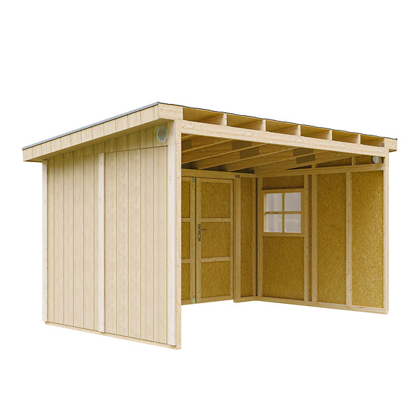 TIMBELA - Abri de Jardin Qualité Premium 8,68 m² - H231x248x412 cm - Sans plancher e  paroi latérale - Timbela M939B - large