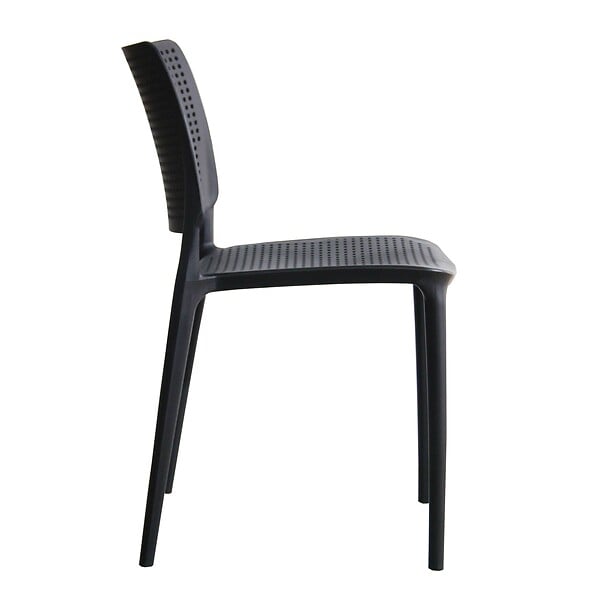 OVIALA - Chaise de terrasse ajourée en plastique noire - Riga - large