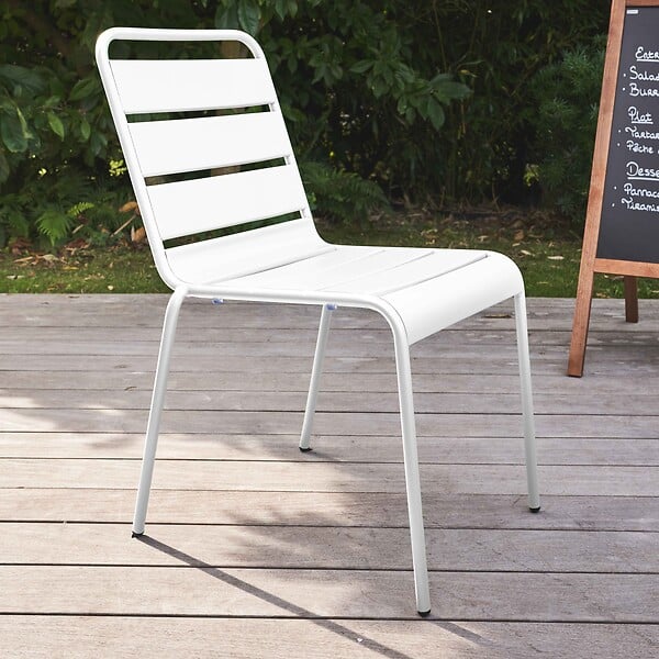 OVIALA - Chaise de jardin en métal blanc - Palavas - large