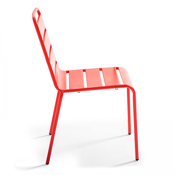 OVIALA - Chaise de jardin en métal rouge - Palavas - large