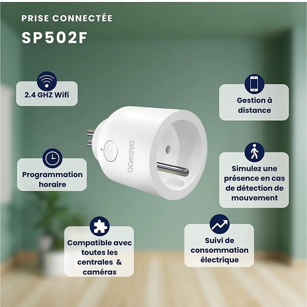 DAEWOO - Pack de 3 prises connectées - SP502F - Norme FR 10A - large