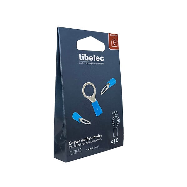 TIBELEC - 10 cosses 2.5mm2 rondes 8.4mm bl - large
