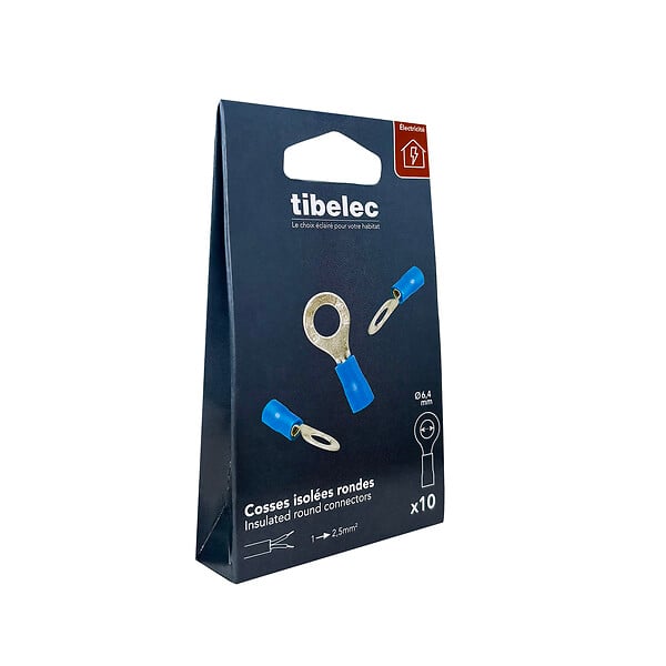TIBELEC - 10 cosses 2.5mm2 rondes 6.5mm bl - large