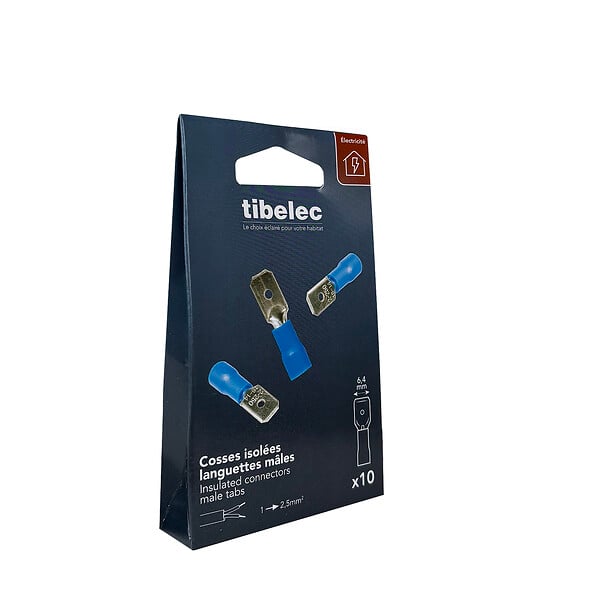 TIBELEC - 10 cosses 2.5mm2languet.male 6.3mm bl - large
