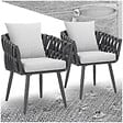 TECTAKE - Lot de 2 chaises au motif cordé avec structure en aluminium résistant aux intempéries et aux UV gris - vignette