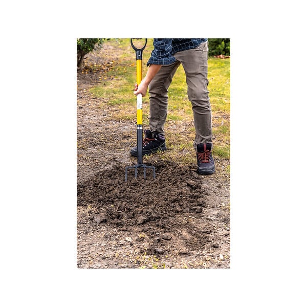 SUAN - Fourche à bêcher pour jardin - 4 dents - Manche en fibre de verre - Poignée confort - large