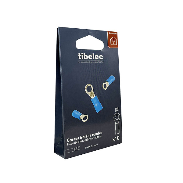TIBELEC - 10 cosses 2.5mm2 rondes 5.3mm bl - large