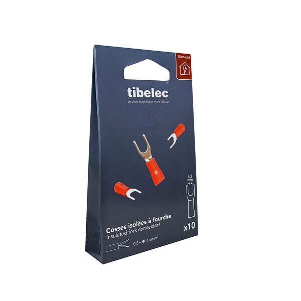 TIBELEC - 10 cosses 1.5mm2 a fourche 4.3mm rg - large