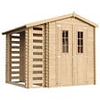 TIMBELA - TIMBELA M386C Abri de jardin en bois et range bûches extérieur I206xL272xH218 cm/ 3,53+0,94 m2 - vignette