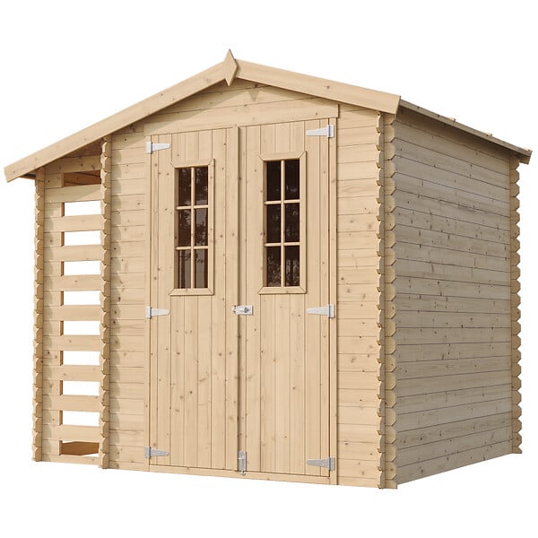 TIMBELA - TIMBELA M386C Abri de jardin en bois et range bûches extérieur I206xL272xH218 cm/ 3,53+0,94 m2 - large