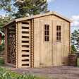 TIMBELA - TIMBELA M386C Abri de jardin en bois et range bûches extérieur I206xL272xH218 cm/ 3,53+0,94 m2 - vignette