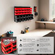 TECTAKE - Etagère murale avec 30 bacs de rangement noir - vignette