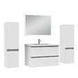 AICA SANITAIRE - Ensemble meuble Salle de Bain 80cm avec colonne et miroir lumineux dimmable blanc - vignette