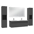 AICA SANITAIRE - Ensemble meubles Salle de Bain 120cm avec colonne + miroir lumineux 3 couleurs + dimmable Anthracite - vignette