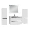 AICA SANITAIRE - Ensemble meubles Salle de Bain 80cm avec colonne et miroir lumineux 3 couleurs blanc - vignette